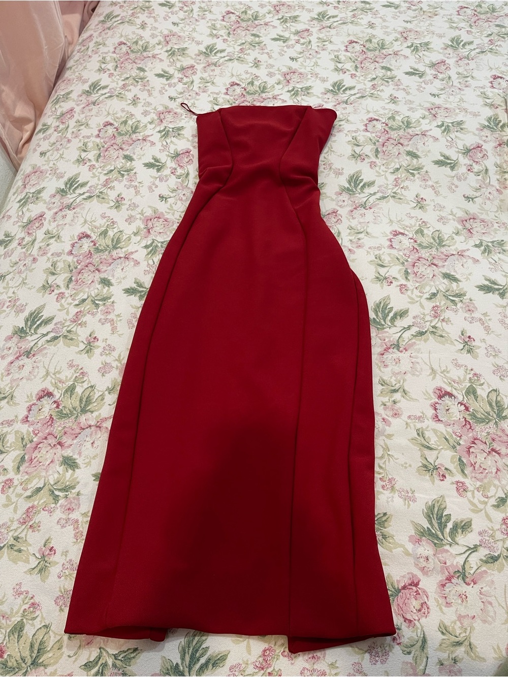 Zara Strapless Crimson Midi Dress